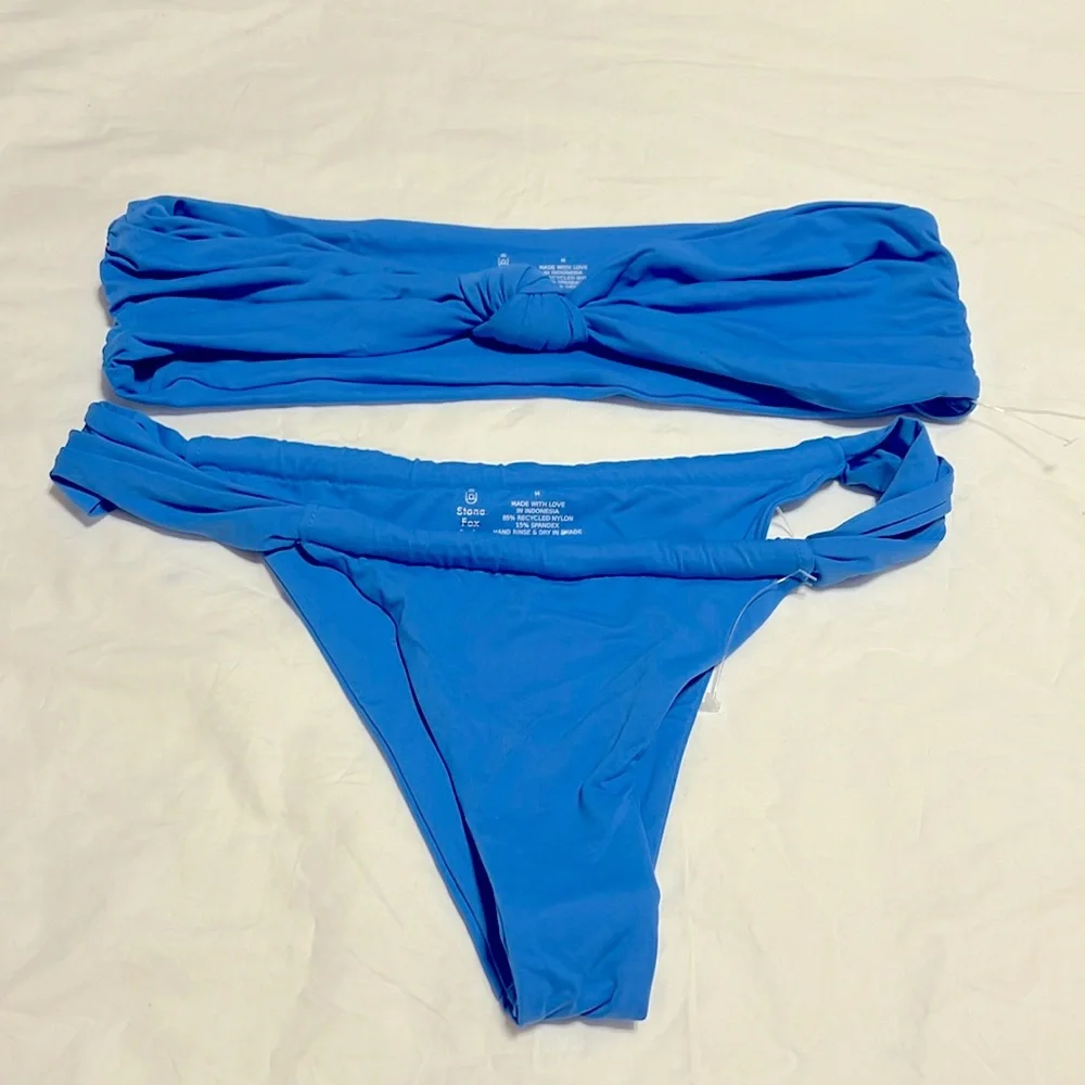 Stone Fox Swim Light Blue Twist Bandeau Bikini